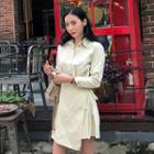 Long-sleeve Wrap-front Shirtdress