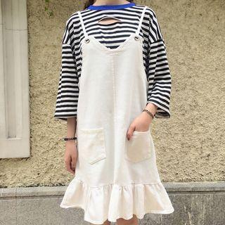 Spaghetti-strap Ruffle Hem Pinafore Dress