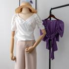 Short-sleeve V-neck Wrap Top