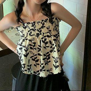 Spaghetti-strap Print Midi A-line Dress / Camisole Top