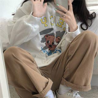Bear & Letter Print Hoodie