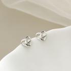 Heart Sterling Silver Stud Earring 1 Pair - Silver - One Size