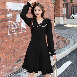 Long-sleeve Peter Pan Collar Knit Dress