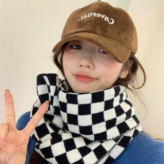 Lettering Baseball Cap / Checkerboard Scarf