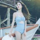 Cut Out Front Halter Swimsuit