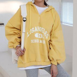 Letter-printed Balloon-sleeve Anorak Hoodie