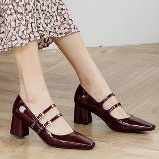 Strappy Chunky Heel Pumps