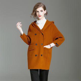 Double-breasted Hooded Knit Coat
