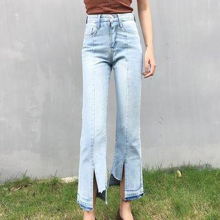 Front Slit Straight Cut Jeans