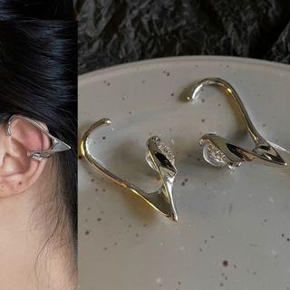 Rhinestone Alloy Cuff Earring 1 Pair - 1986a - Silver - One Size