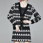 Set: Argyle Cardigan + Knit Mini A-line Skirt Cardigan - Black - One Size / Skirt - Black - One Size