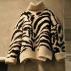 Tiger Print Turtle-neck Sweater
