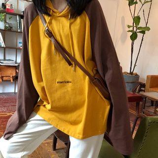 Color Block Hoodie/ Mock Turtleneck Striped Long-sleeve Top