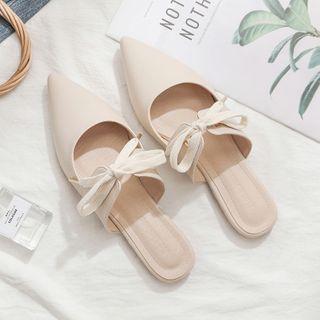 Pointed Lace-up Mules