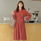Shirtwaist Midi Pleat Dress & Sash