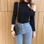 3/4-sleeve Cut Out Knit Top