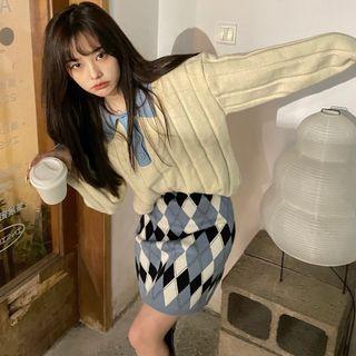 Contrast Trim Polo Sweater