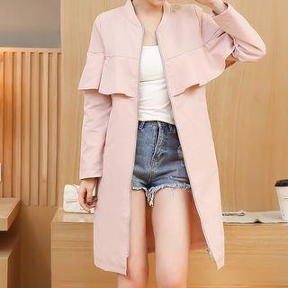 Plain 3/4 Sleeve Long Zip Jacket