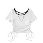 Chain Detail Drawstring Short-sleeve T-shirt