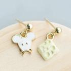 925 Sterling Silver Mouse & Cheese Dangle Earring 1 Pair - S925 Silver - As Shown In Figure - One Size