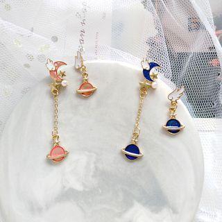 Non-matching Flying Moon & Planet Dangle Earring