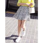 Plus Size Elasticized-waist Leopard Pattern Mini Skirt