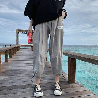 Drawcord Striped Side Harem Pants