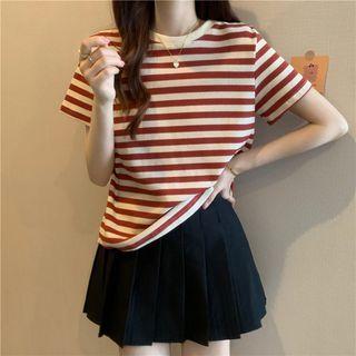Short-sleeve Striped Waffle T-shirt