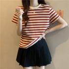 Short-sleeve Striped Waffle T-shirt