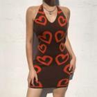 Halter-neck Heart Pattern Bodycon Dress