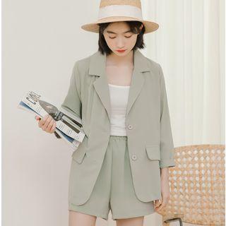 Plain Blazer / Shorts / Camisole Top / Set