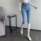 High-waist Applique Skinny Jeans