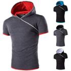 Side Zip Hooded Short Sleeve T-shirt