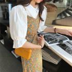 Plain Short-sleeve Blouse / Floral Sleeveless Dress