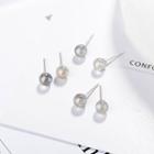 Gemstone Stud Earring 1 Pair - Copper White Gold Plating - One Size