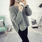 Plain Chunky Knit Sweater / Printed Sweatshirt
