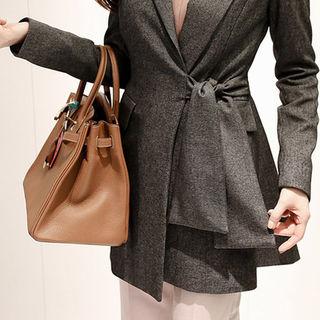 Notched Lapel Tie-waist Coat