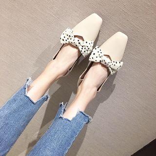 Polka Dot Ribbon Block Heel Pumps