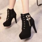 High Heel Lace Up Short Boots