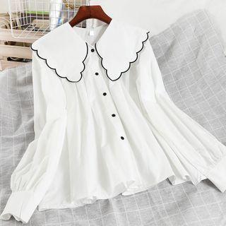 Long-sleeve Scallop Collar Shirt