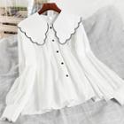 Long-sleeve Scallop Collar Shirt