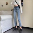 Plain Straight Leg Slim-fit Jeans