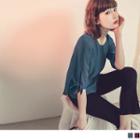 Tie-cuff Elbow Sleeve Chiffon Top