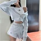 Frayed Cropped Zip Jacket / Cross Print Tank Top / Cross Print Shorts (various Designs)