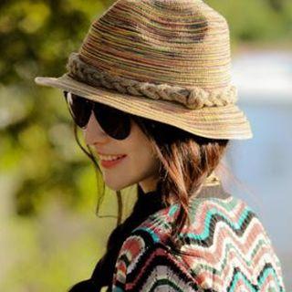Multicolor Straw Fedora Hat