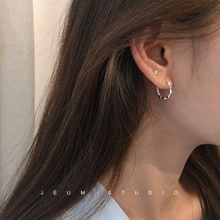 Bamboo Hoop Earring 1 Pair - 925 Silver - Hoop Earring - Bamboo - One Size