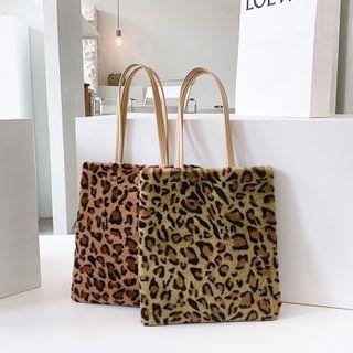 Leopard Print Fleece Tote Bag