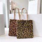 Leopard Print Fleece Tote Bag