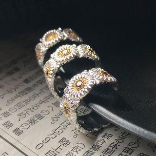 Flower Rhinestone Alloy Open Ring