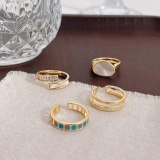 Shell / Glaze / Rhinestone Alloy Open Ring (various Designs)